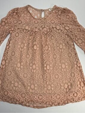 Monteau Lace Top Peach Womens Small Boho Cottagecore Romantic